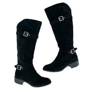 Cole Haan Indiana Waterproof Suede Riding Boots Black size 5.5 Knee High